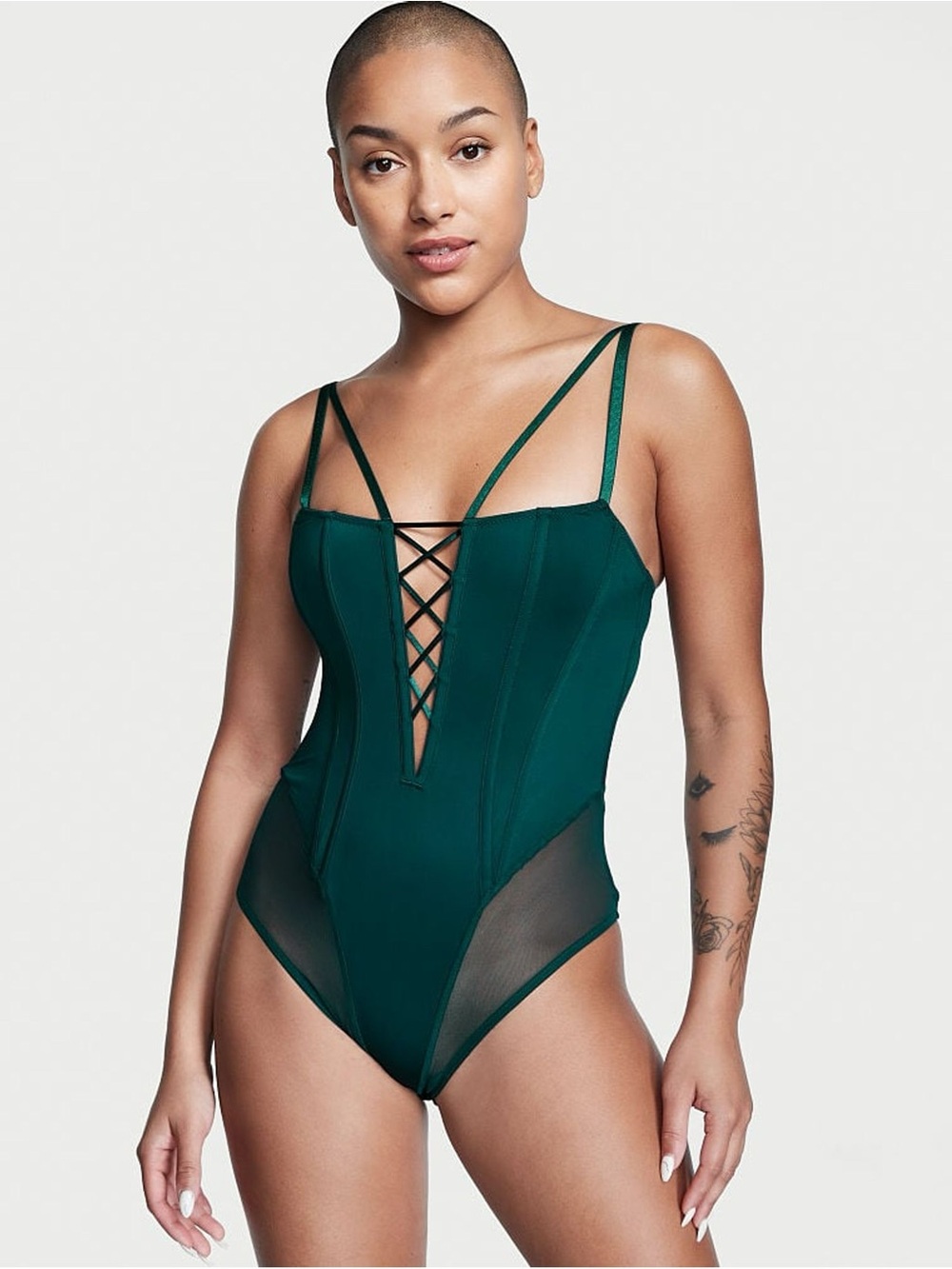 Dark Teal Lace Up Bodysuit